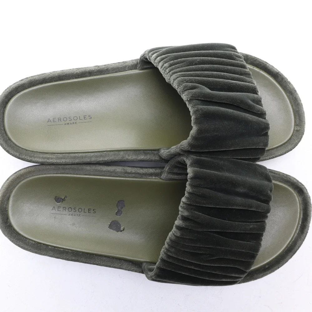 Aerosoles Women DADA Velvet Slide Platforms Shoes 7.5 Forest Green - Picture 13 of 16